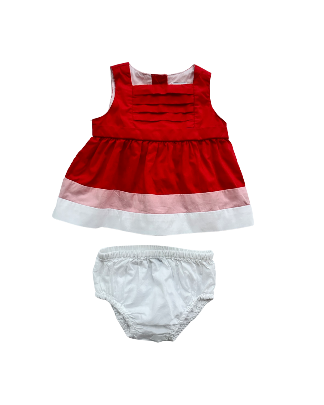 3-6M Baby Girl Janie & Jack Red / Pink / White Dress w/ Bloomers