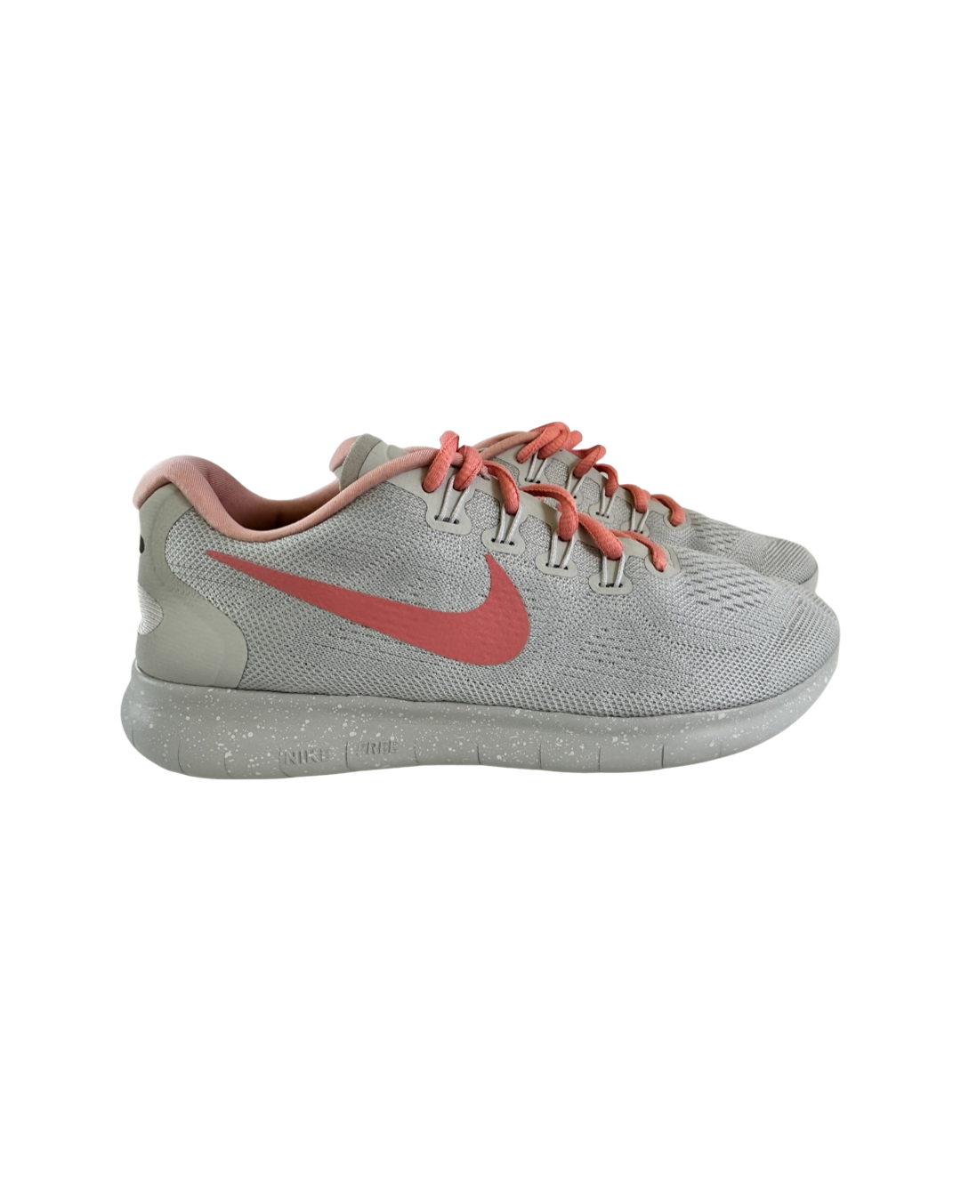 Women’s Size 6.5 light Gray & Coral Nike ID Athletic Tennis Shoes