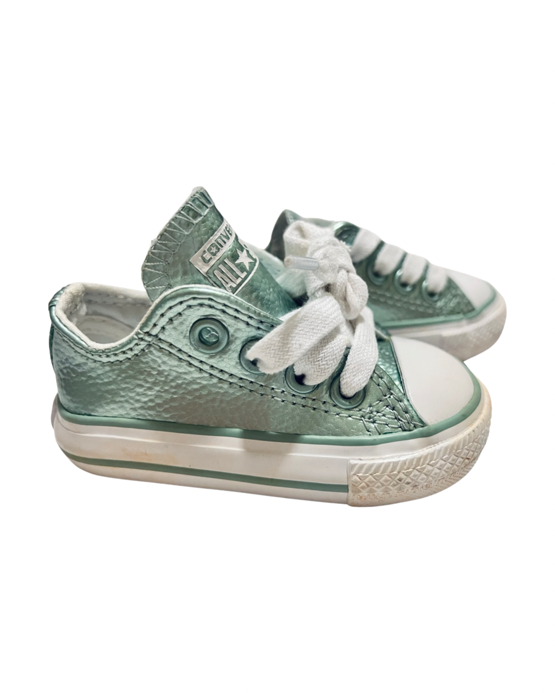 3C Baby Girl Mint Green Leather All Star Converse Chucks