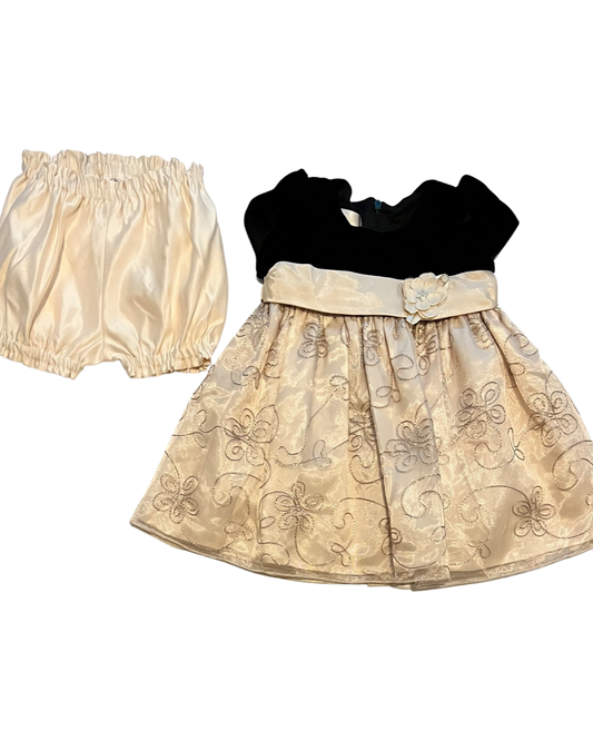 18M Baby Girl Fancy Champagne and Black Dress