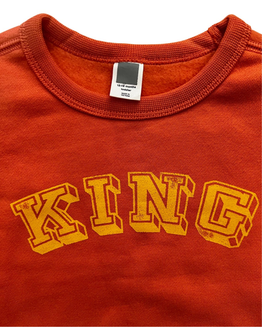 12M-18M Baby Boy Orange King Sweat Shirt