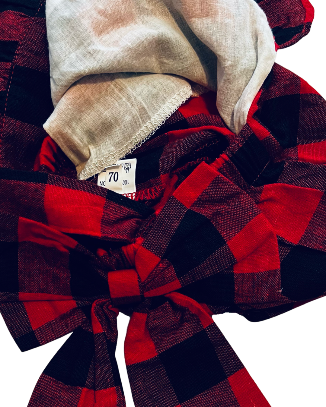 0-3M Baby Girl Buffalo Print Flutter Sleeve Bubble Romper