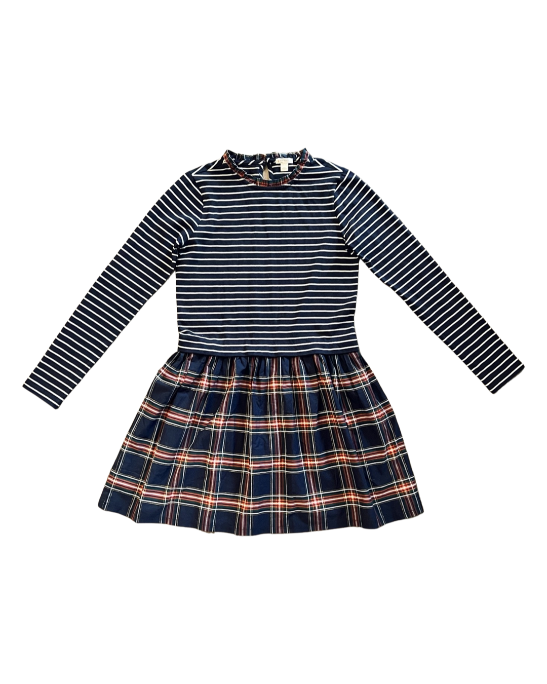 Youth Girls Size 12Y /14Y CrewCuts Navy Striped &Plaid Dress