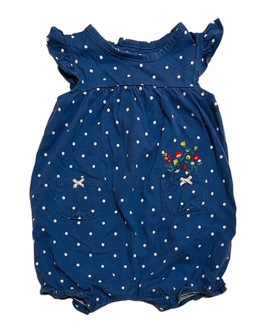 6M Baby Girl Blue / White Carters Polka Dot Bubble Romper