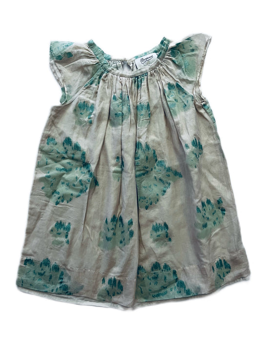 6 Youth Girls Bonpoint Green Watercolor Dress.