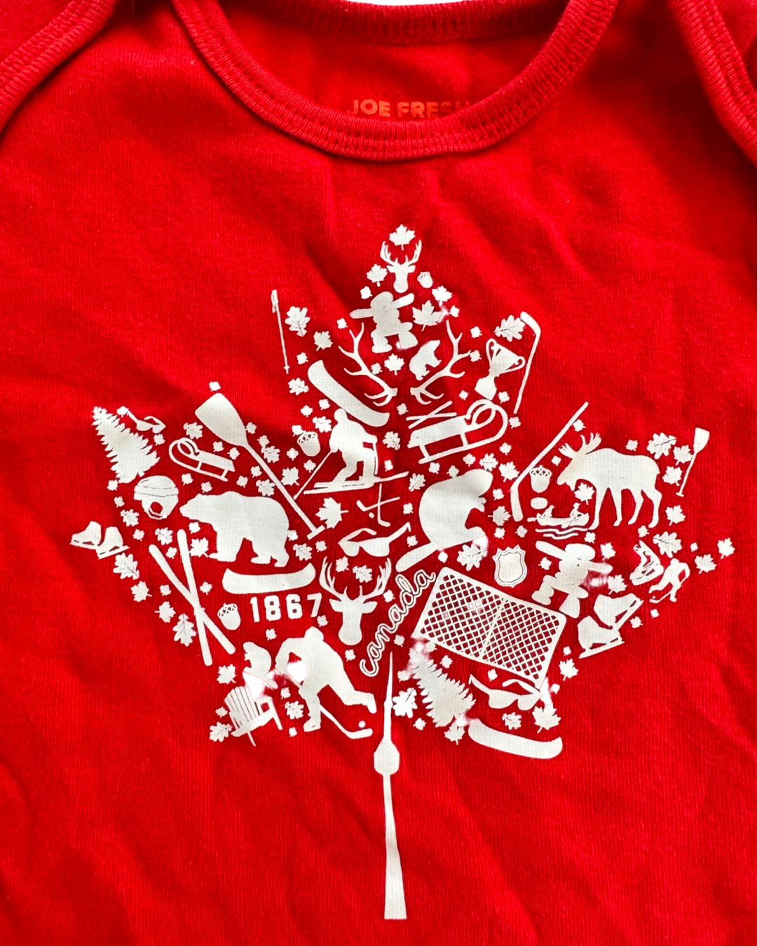 3-6M Baby Boy / Girl Joe Fresh Red Canada Maple Leaf Onesie