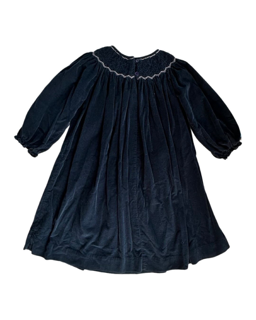 6 Youth Girls Navy Corduroy Royal Child Smocked Long Sleeve Dress