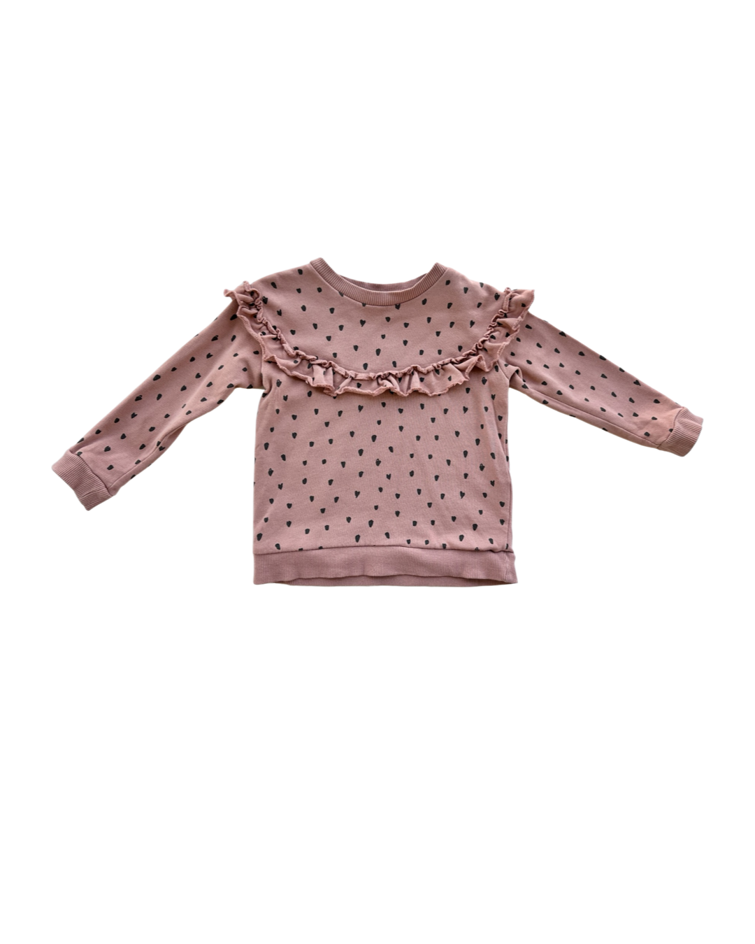 18M Baby Girl H&M Dusty Rose Pink Heart Sweatshirt