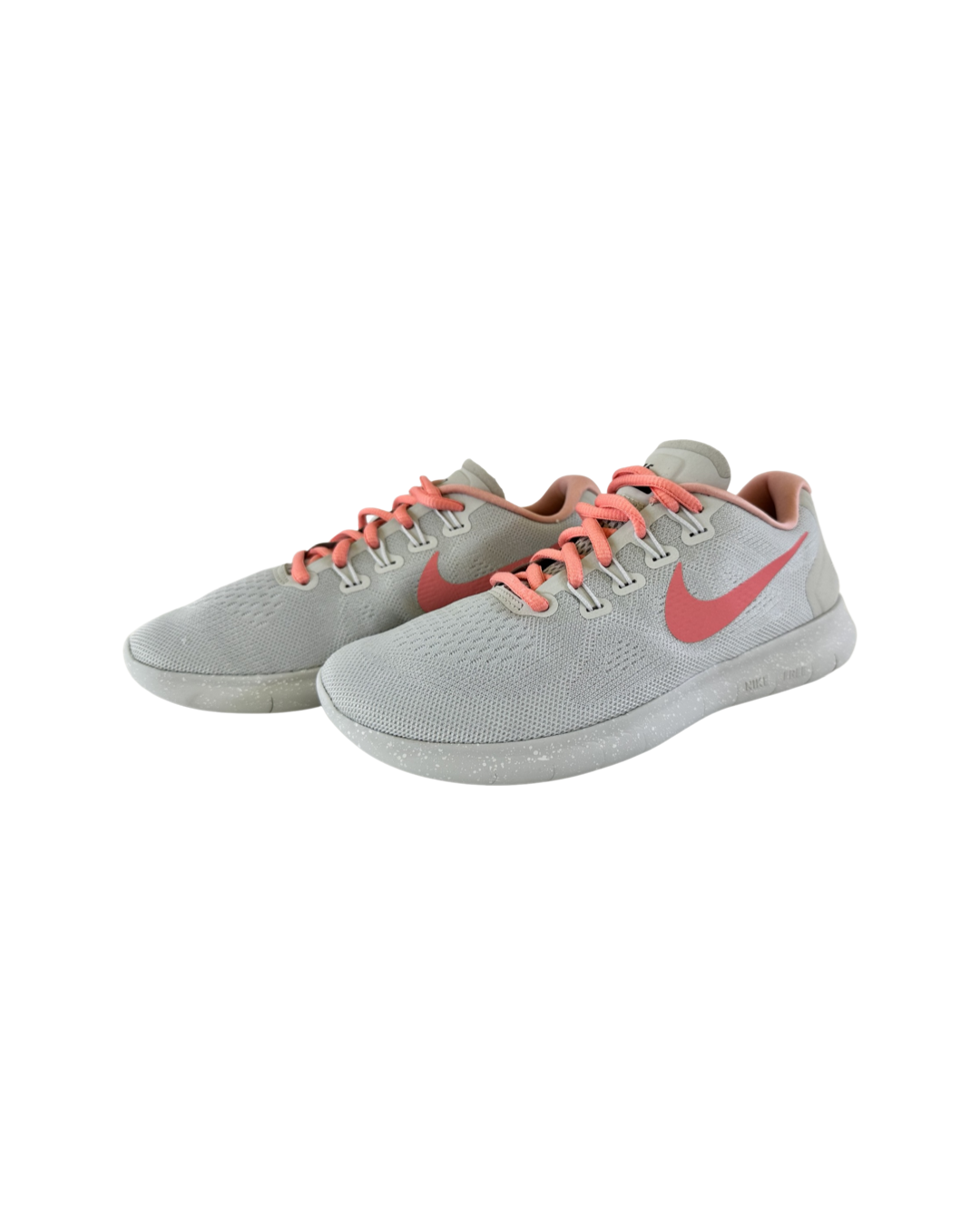 Women’s Size 6.5 light Gray & Coral Nike ID Athletic Tennis Shoes