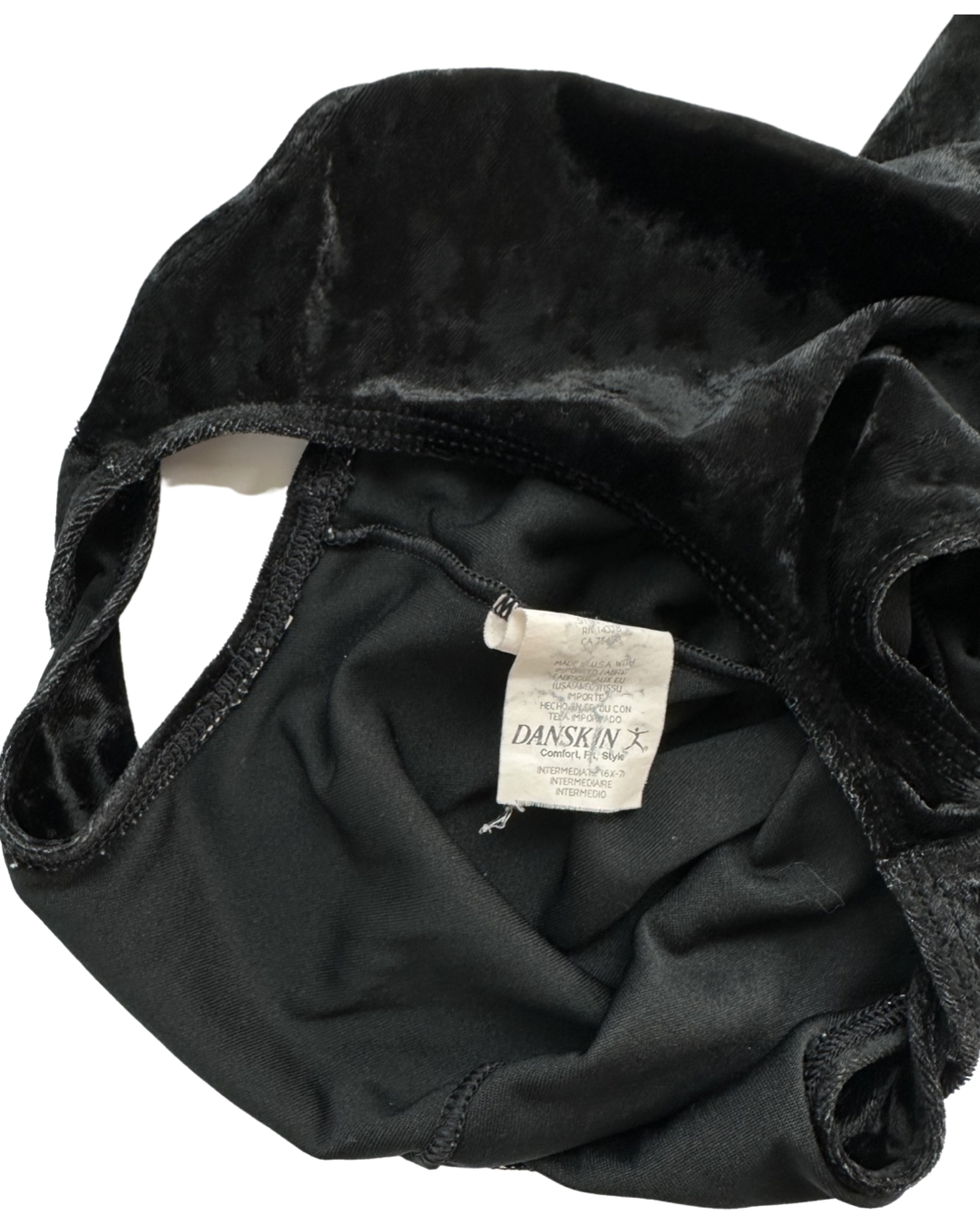 6X Girls / Youth Girl Size 7 Black Velvet Danskin Gymnastic Unitard