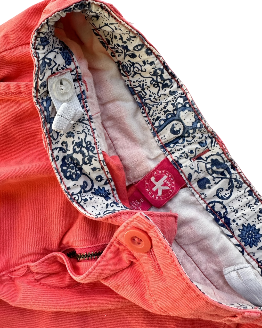 10 Youth Girls Size 10 J Khaki Coral Pink Chino Shorts