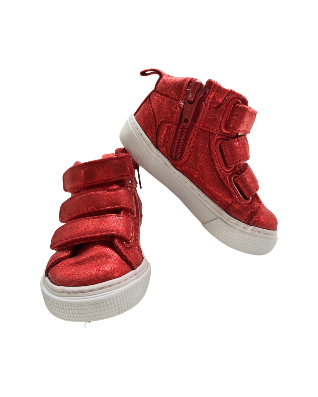 5C Toddler Girl Red Shimmer Velcro Gap Mid Top Shoes