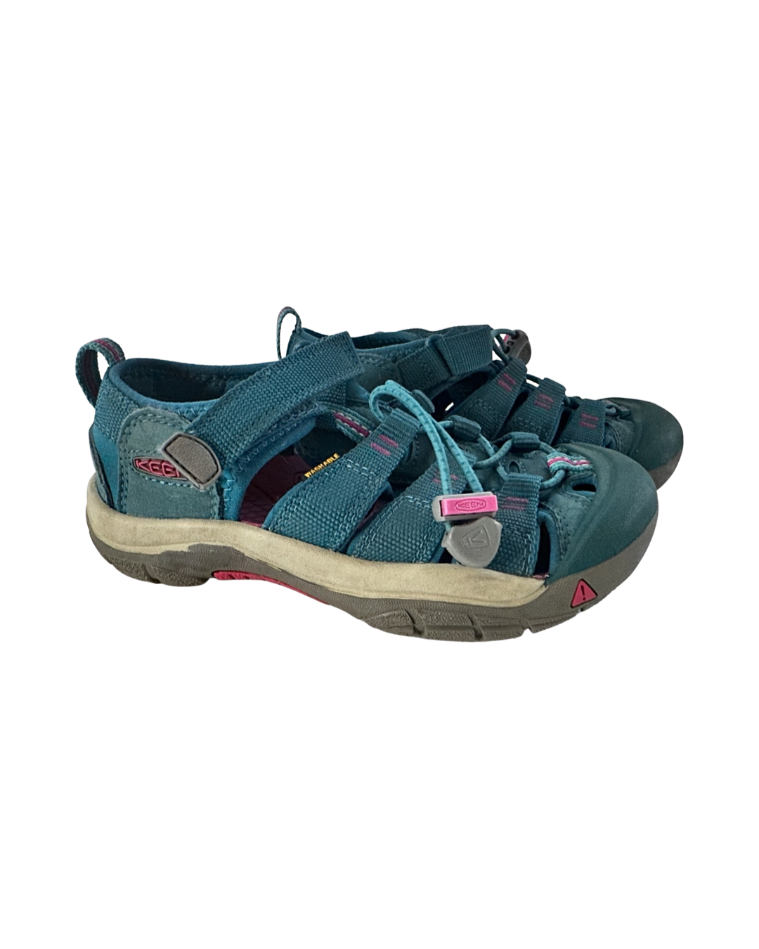 Youth Girls Size 1 Teal / Pink Keens