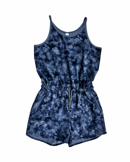 14Y Youth Girls Size XL Athleta Girl Blue Tie-Dye Athletic Romper