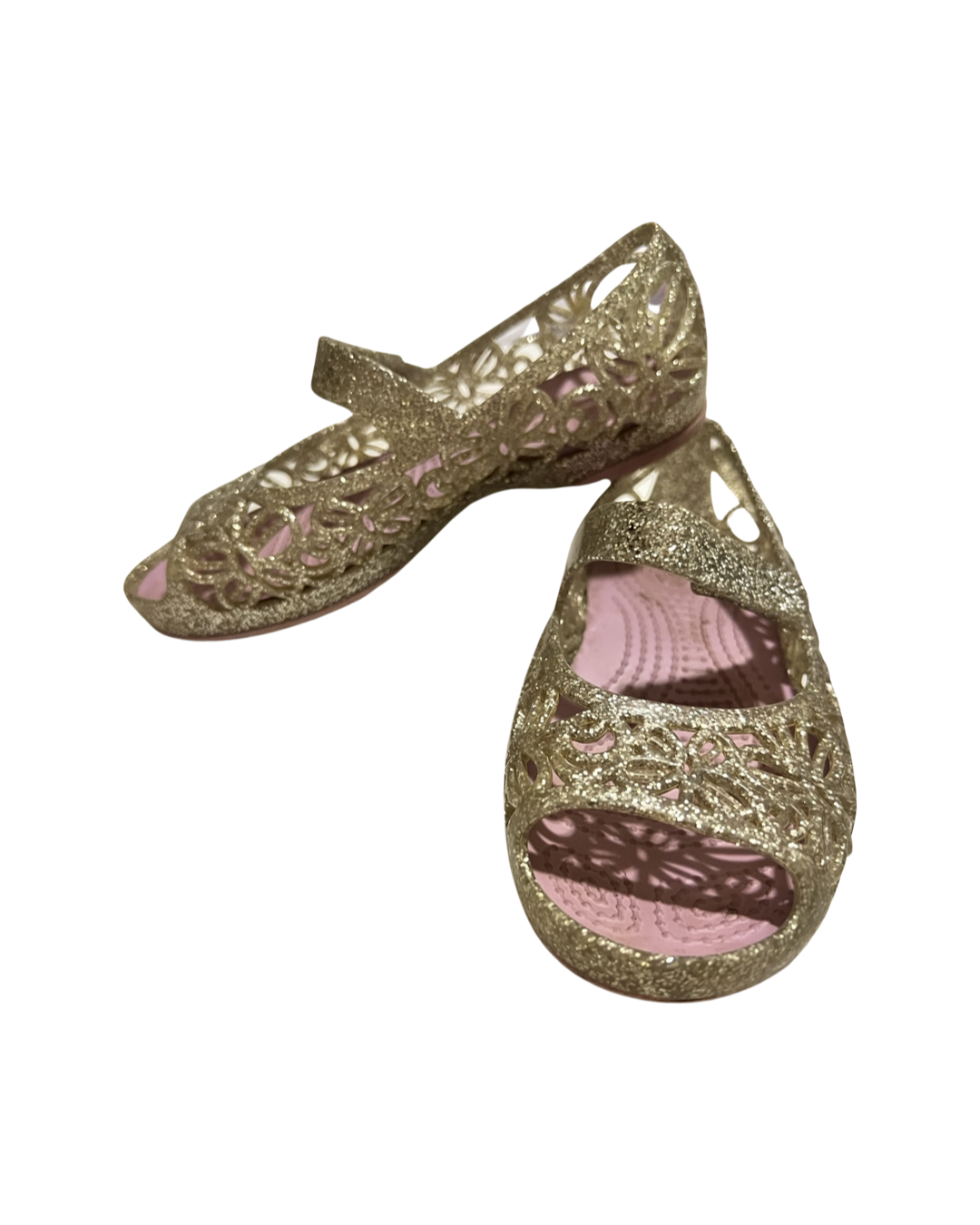 9C Toddler / 10C Toddler Girl Silver / Gold Glitter Velcro Crocs