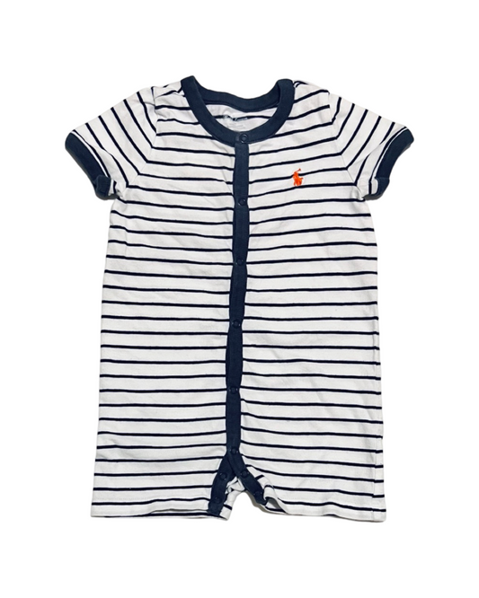 9M Baby Boy Navy / White Stripe Ralph Lauren Romper
