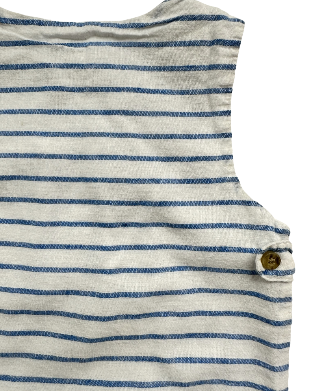 12M-18M Baby Boy Janie & Jack Blue Striped Linen Romper