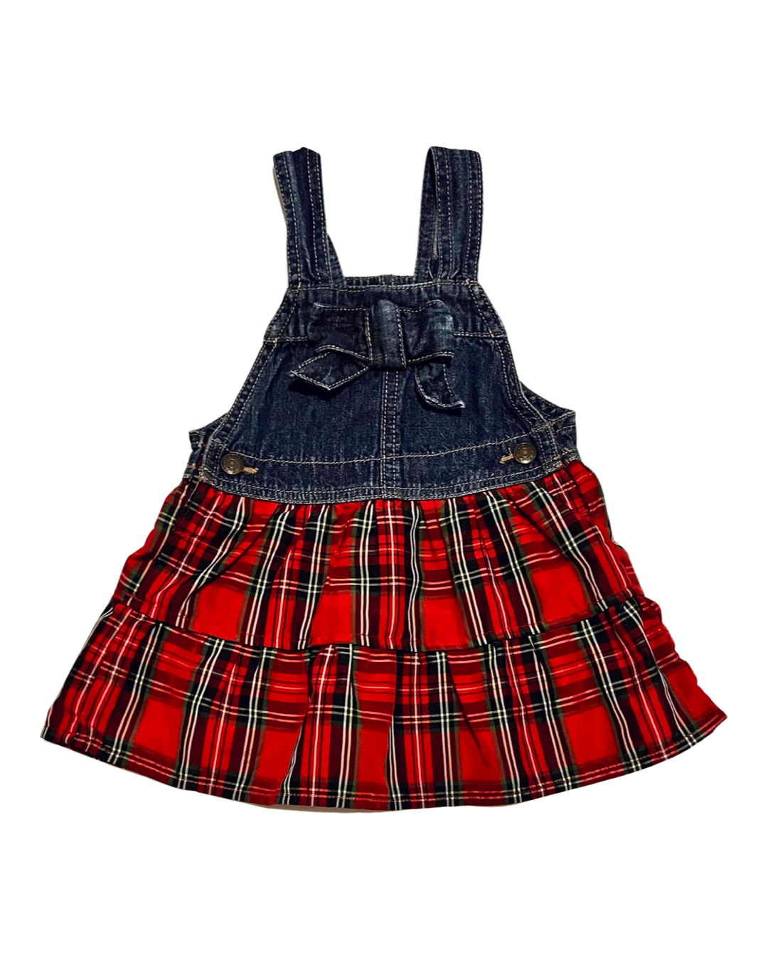 18M Baby Girl OshKosh Girl Red Plaid Overall Jumper Dress