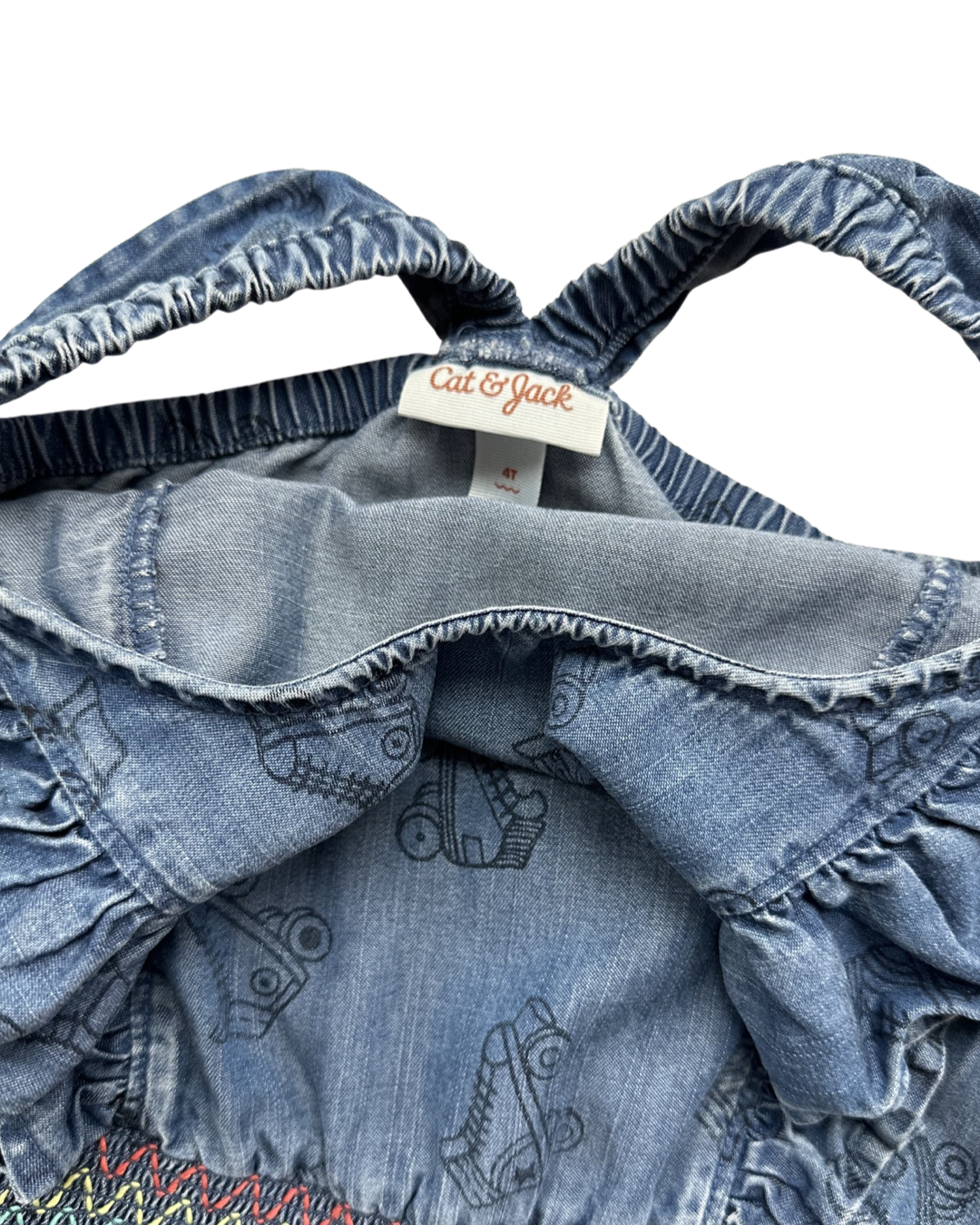 4T Toddler Girl Denim Chambray Retro Cat & Jack Roller Skate Romper
