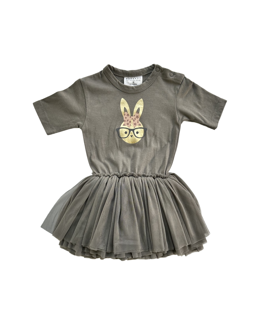 3-6M Baby Girl Huxbaby Hip Bunny Gray Tutu Onesie Dress
