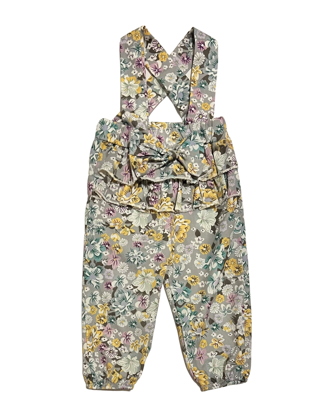 6-12M Baby Girl Ruffle Front Fall Floral Romper