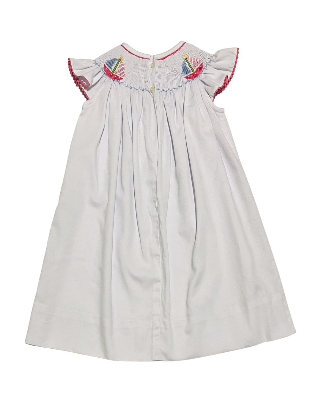 24M Baby Girl White Anavini Smocked Sailboat Dress