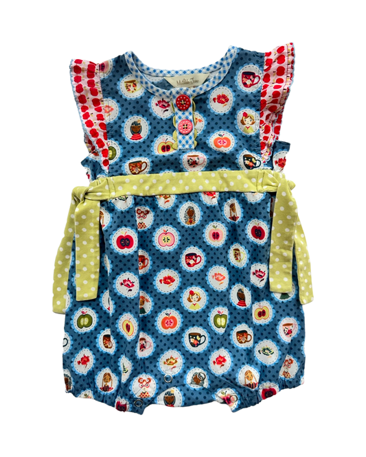 6-12M Baby Girl Matilda Jane Apple Teachers Pet Bubble Romper