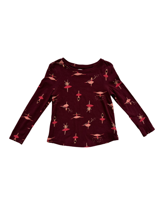 4T Toddler Girl Old Navy Burgundy Ballerina Long Sleeve Top