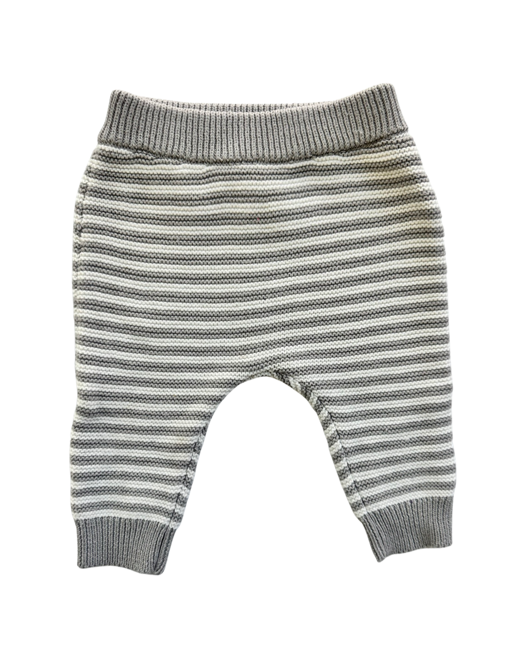 6M Baby Boy Carters Gray / White Striped Knit Sweater Outfit w/ Elephant Design