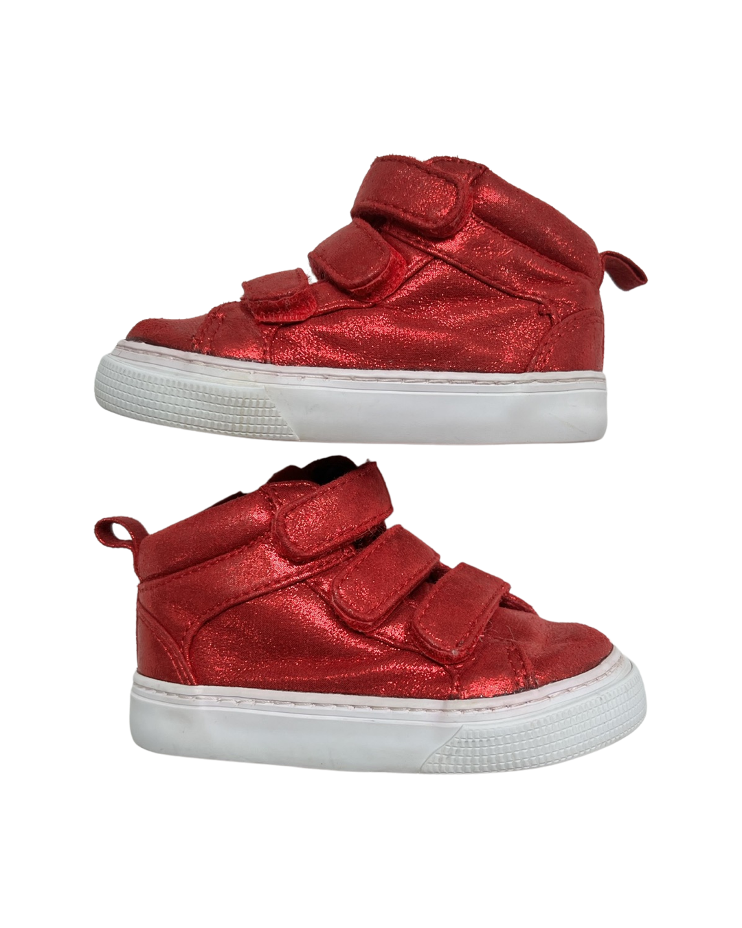 5C Toddler Girl Red Shimmer Velcro Gap Mid Top Shoes