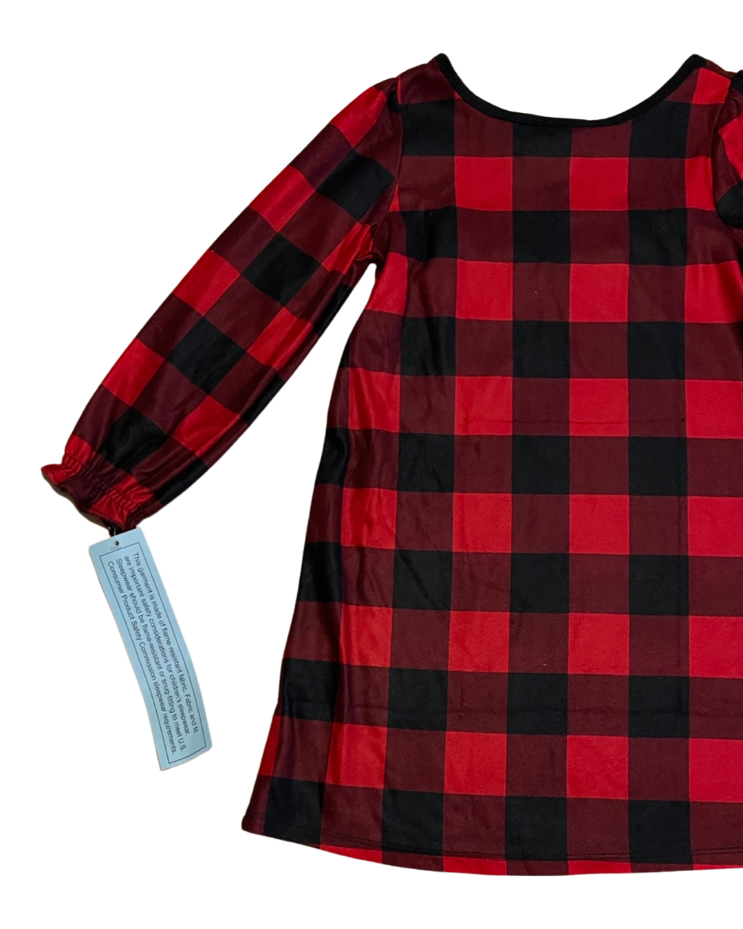 3T Toddler Girl Red Buffalo Plaid Christmas Print Long sleeve Nightgown Dress