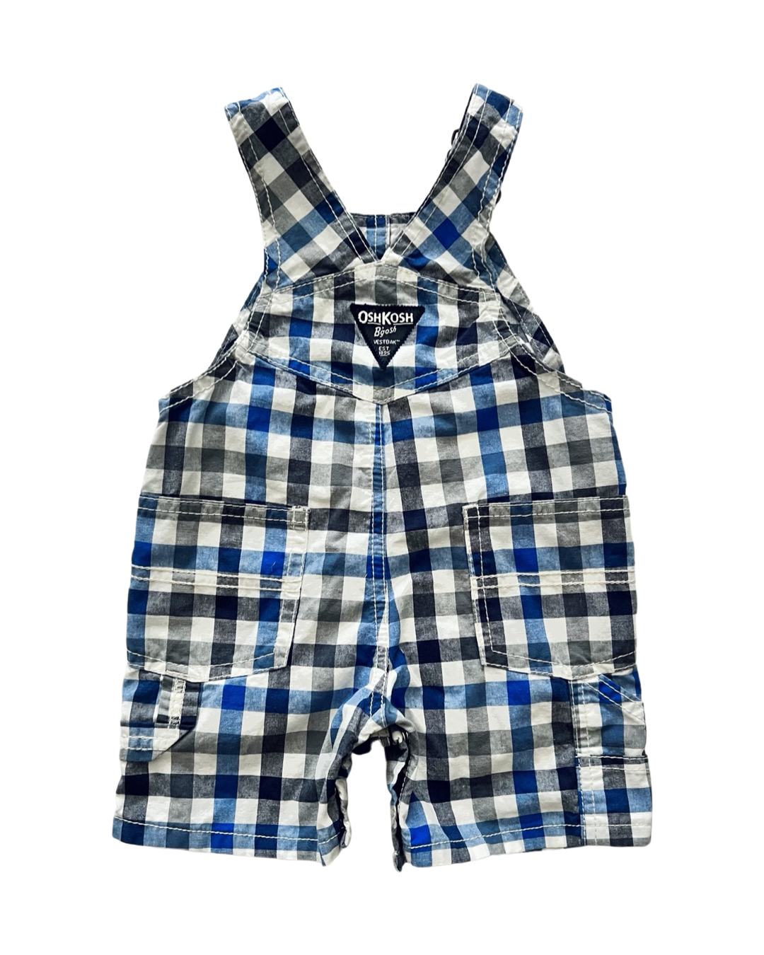 9M Baby Boy OshKosh B’Gosh Blue Plaid Overalls