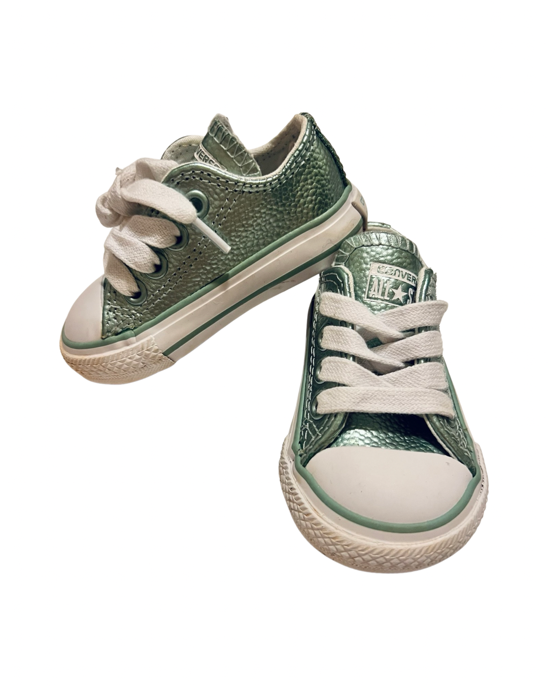 3C Baby Girl Mint Green Leather All Star Converse Chucks