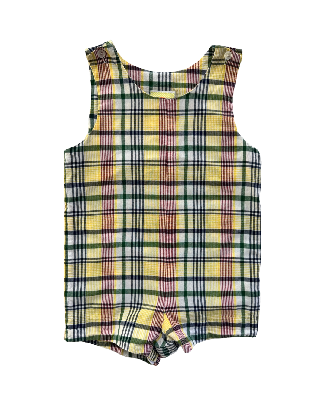 18M Baby Boy Southern Sunshine Yellow / Navy / Red Plaid Romper