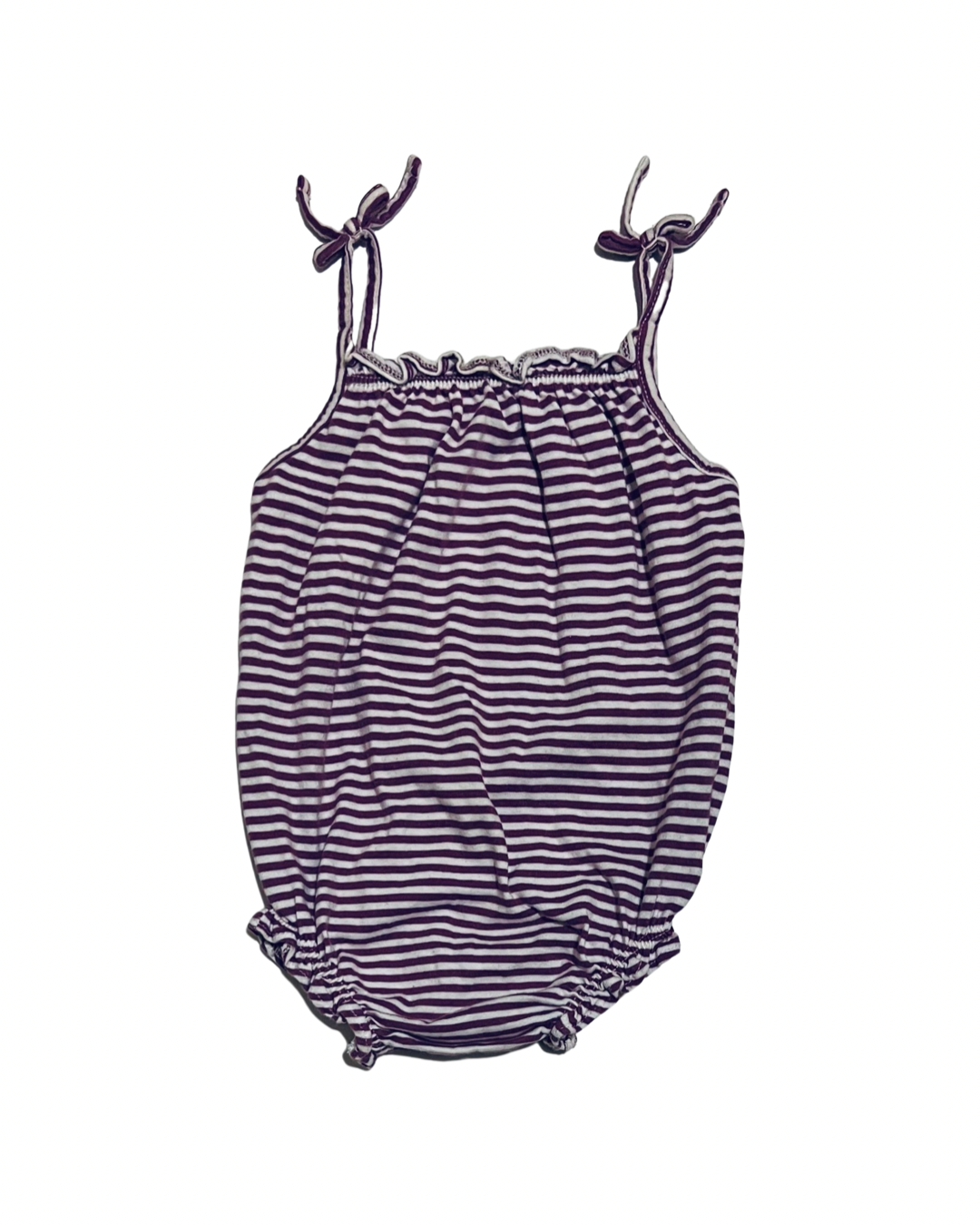 0-3M Baby Girl Baby Gap Purple Striped Tank Bubble Romper