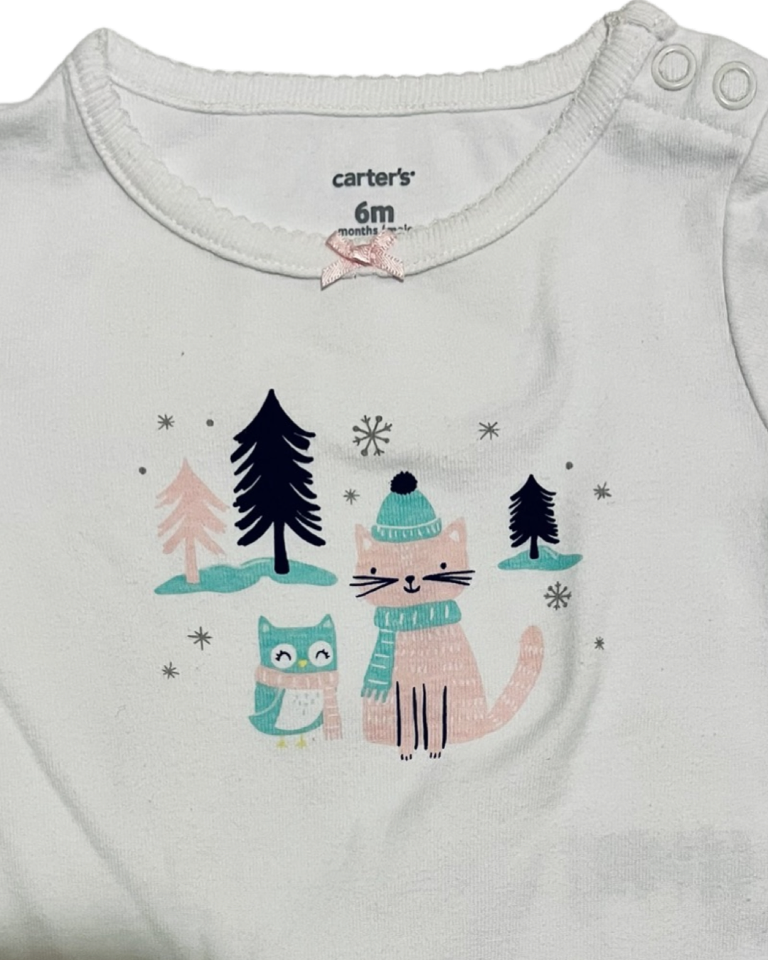 6M Baby Girl Carters White Winter Snow Cat