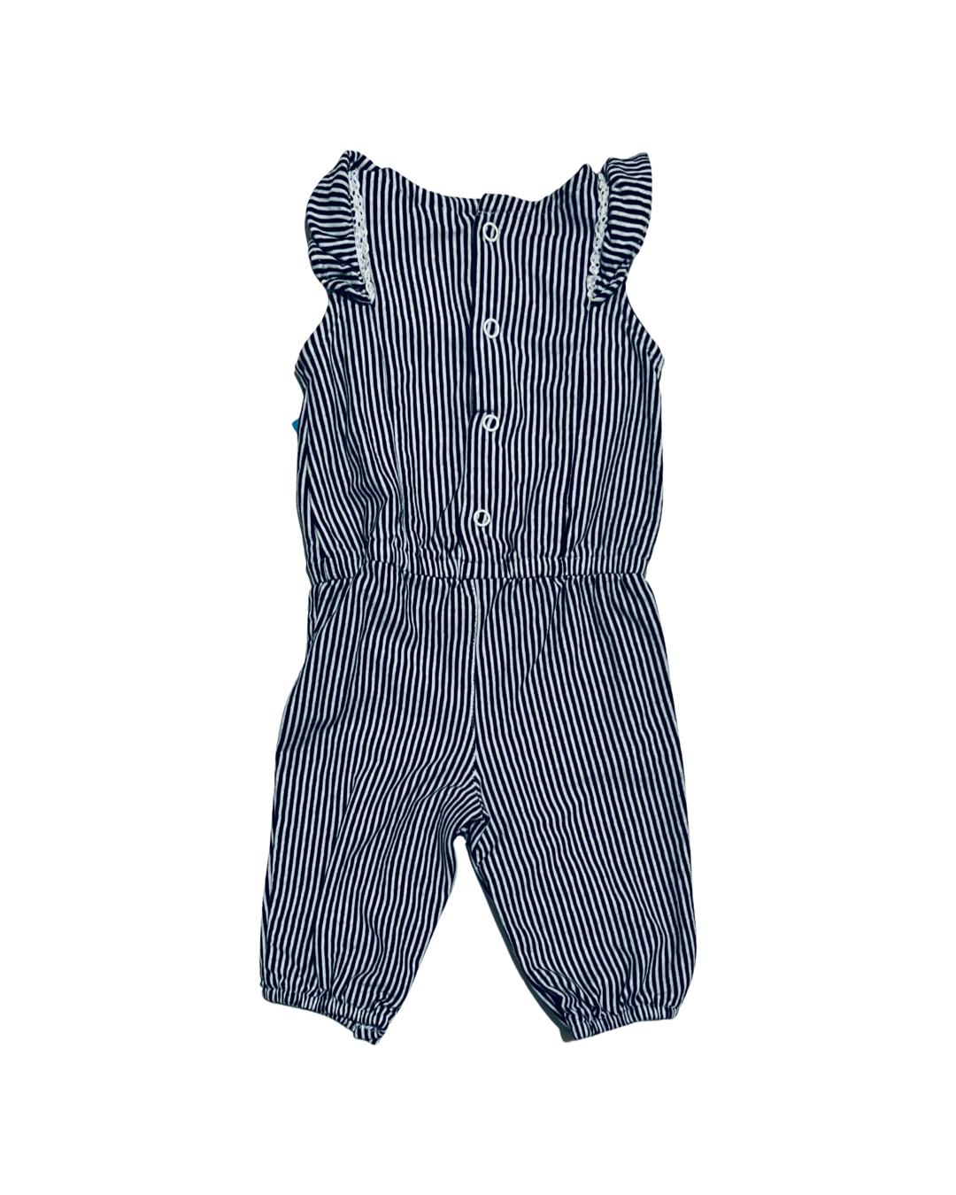 3M Baby Girl Carters Black & White Striped Long Romper