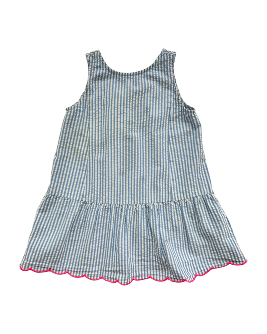 2T Toddler Girl Crewcuts Blue Stripe Seersucker Dress