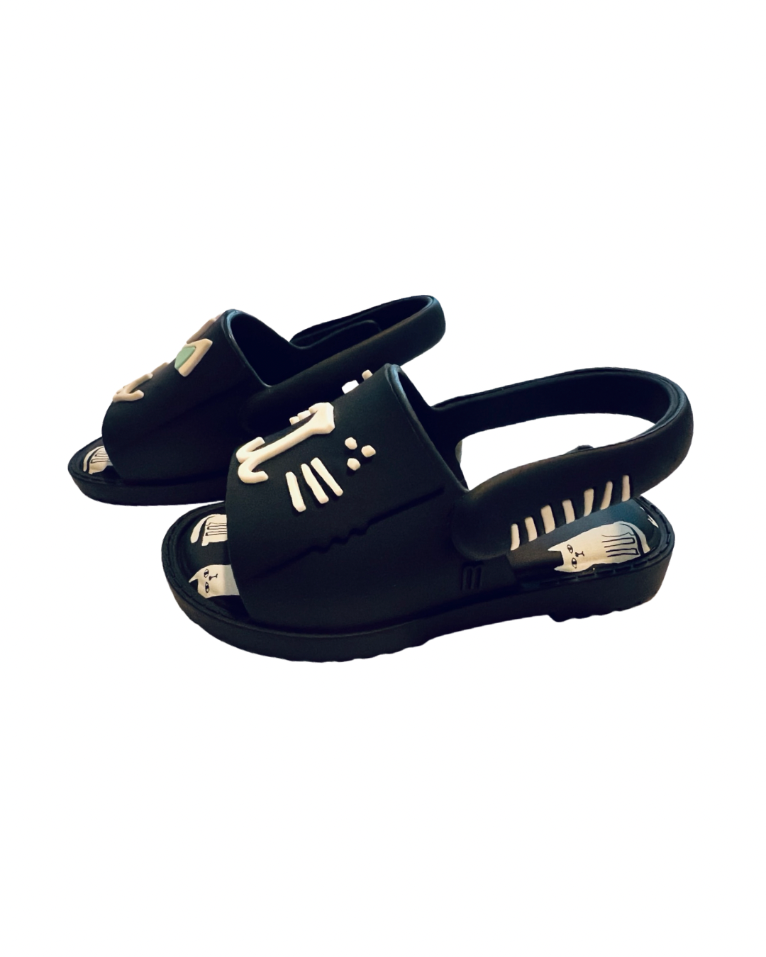 6C Toddler Girl Minnie Melissa Black Cat Slides Sandals