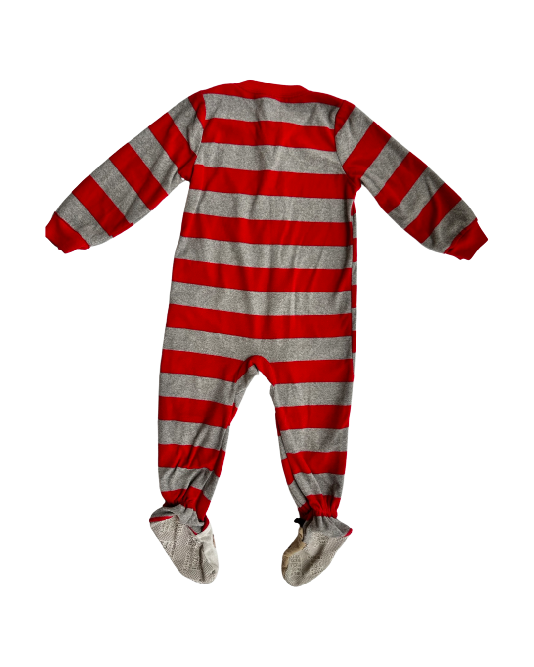 2T Toddler Boy Carters Fleece Red / Gray Striped Christmas PJs