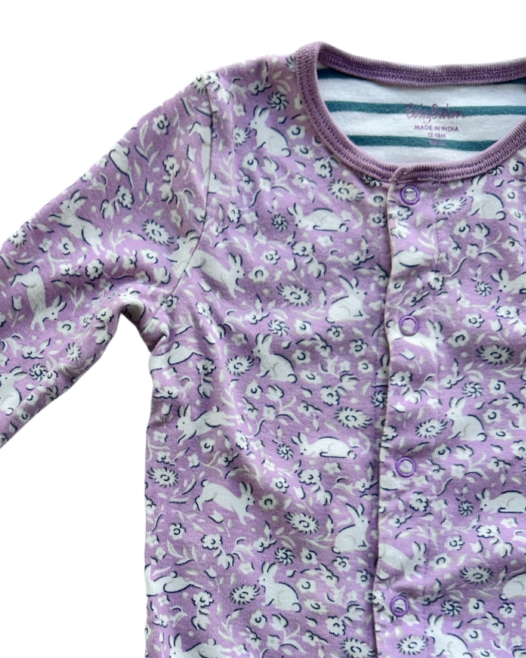 12M-18M Baby Girl Mini Boden Purple Bunny Rabbit Sleeper