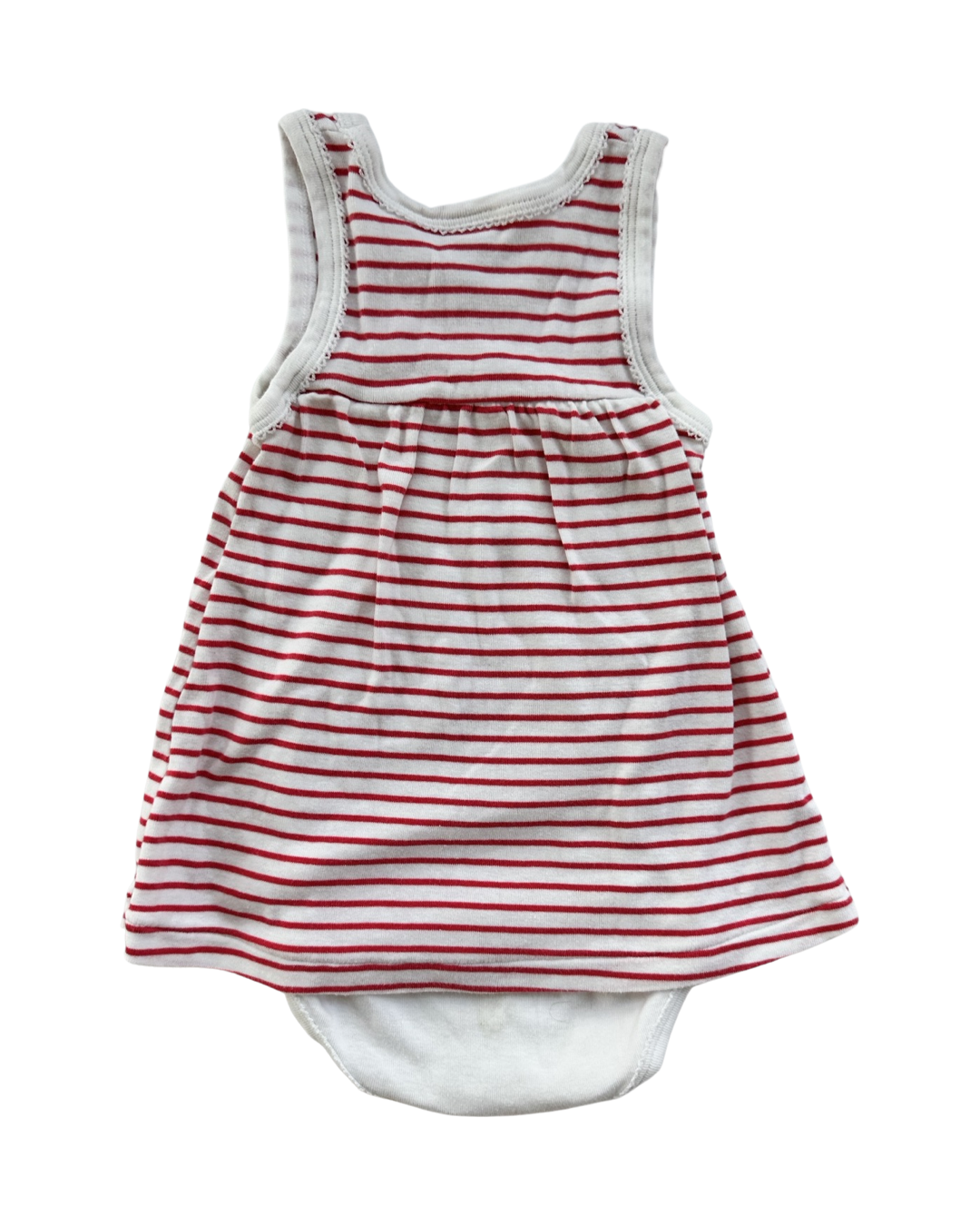 18M Baby Girl Petit Bateau Red Striped Onesie Dress