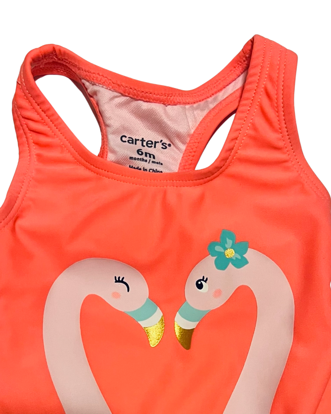 6M Baby Girl Coral Pink Flamingo Carters Swim Suit