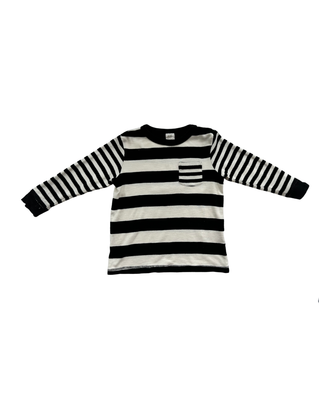 12M-18M Baby Boy H&M Black & White Striped Long Sleeve Shirt