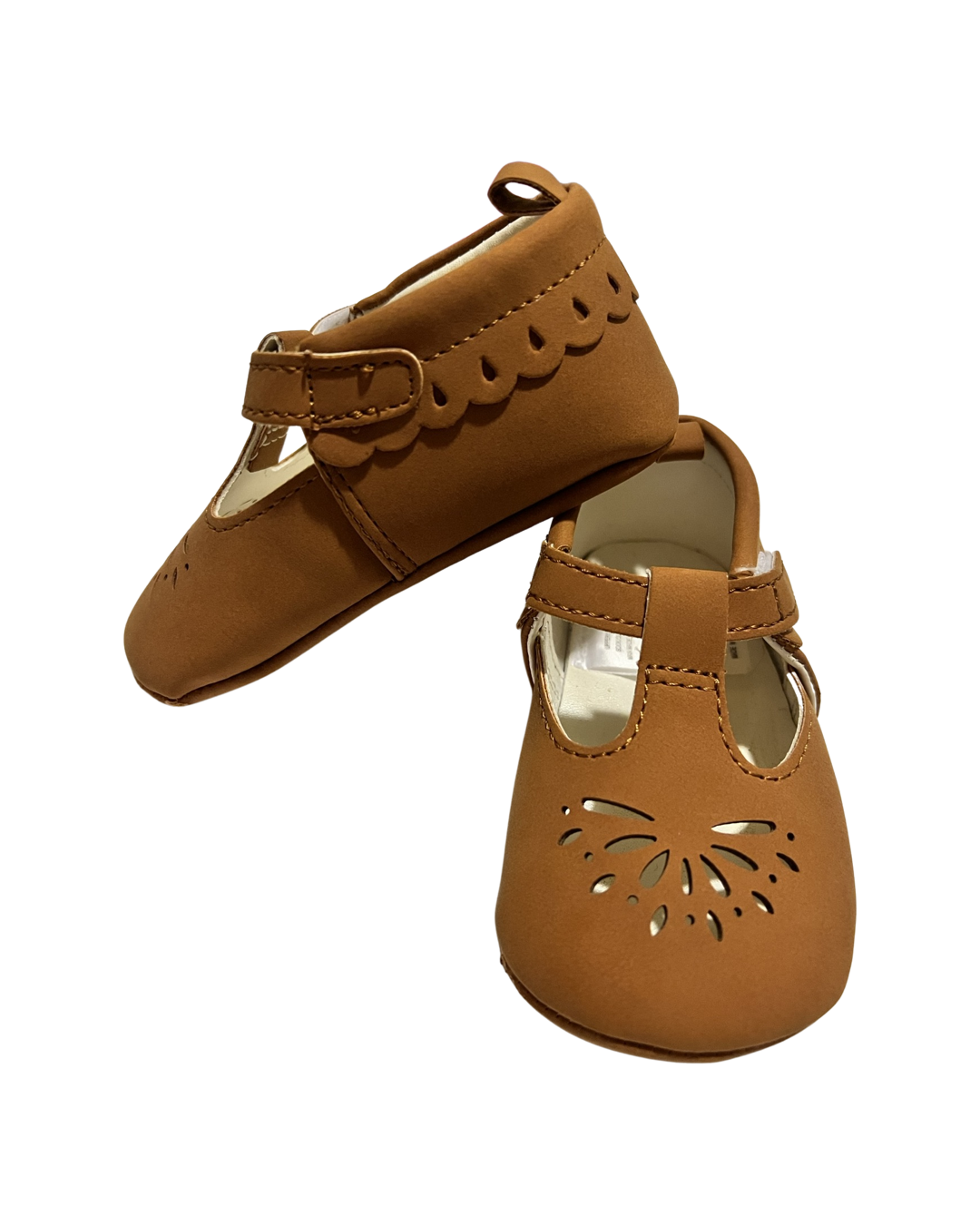 9M-12M Baby Girl Soft Sole Brown T-Strap Shoes
