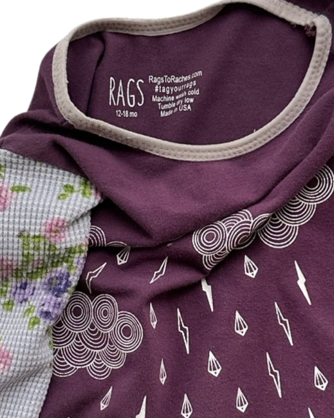 12M-18M Baby Girl RAGS to Raches Purple Storm Cloud Romper