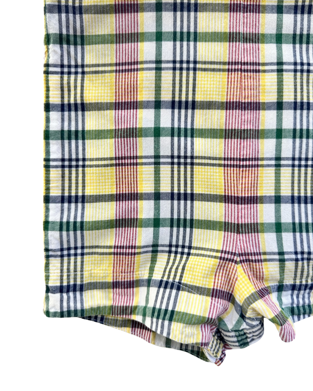 18M Baby Boy Southern Sunshine Yellow / Navy / Red Plaid Romper