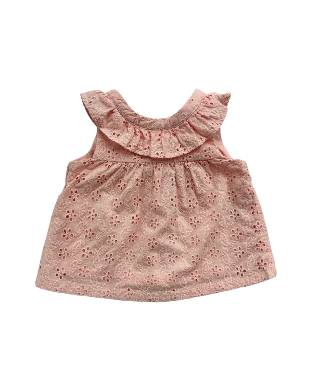 3-6M Baby Girl Janie & Jack Pink Eyelet Dress with Bonnet