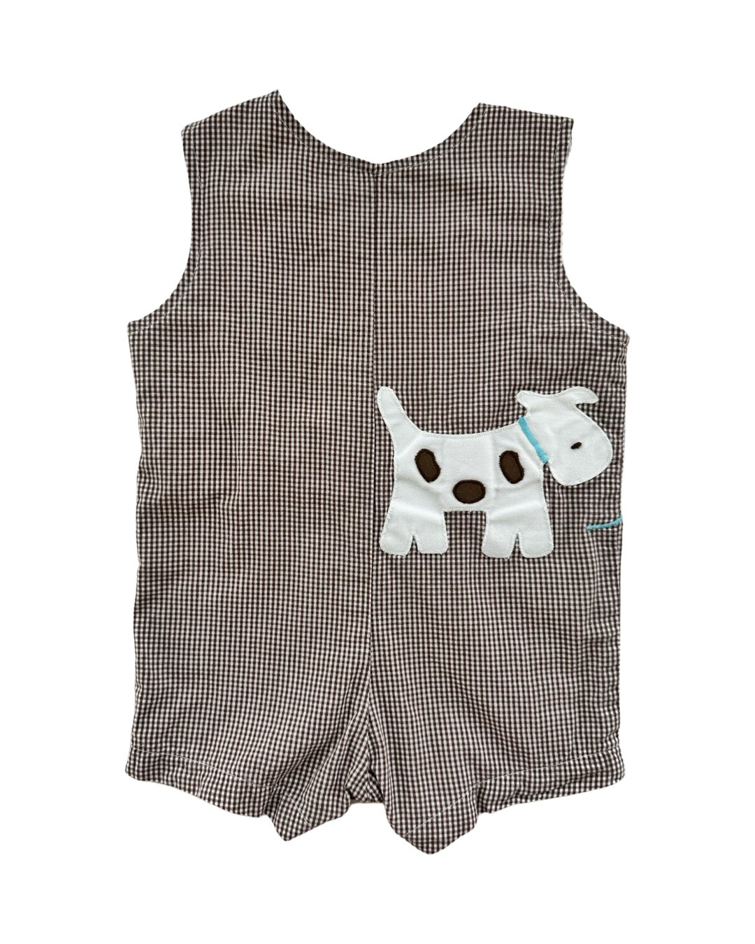 12M-18M Baby Boy Brown Gingham Funtasia Too! Dog Romper