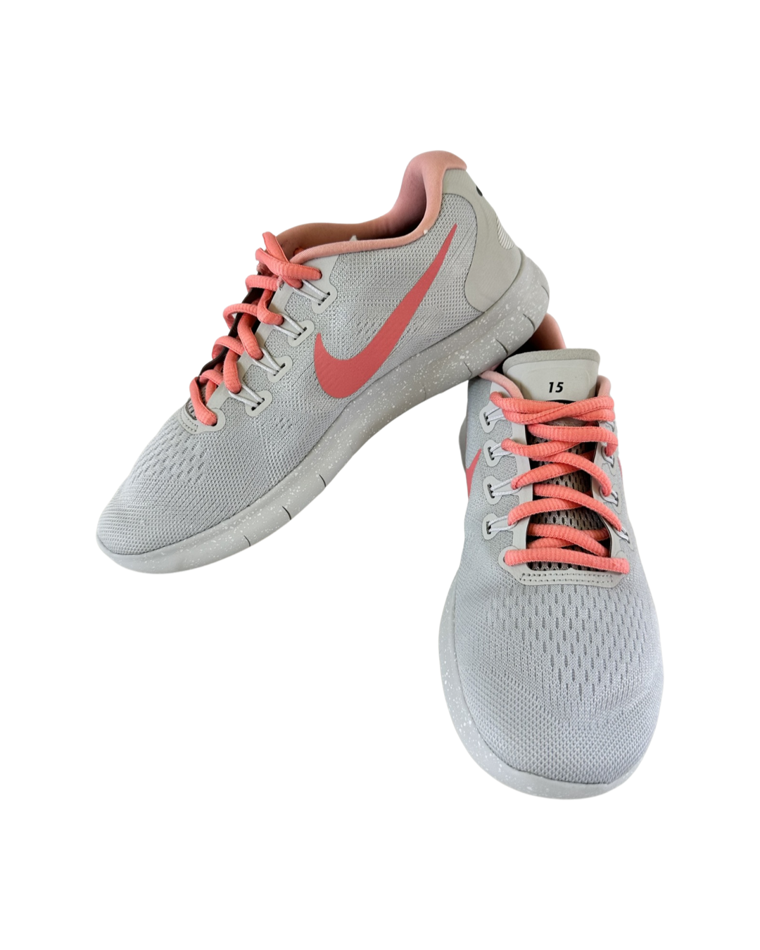Women’s Size 6.5 light Gray & Coral Nike ID Athletic Tennis Shoes